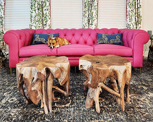 Customer image: Eliza sofa in Preston Energy pink leather