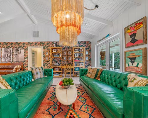 Customer image: Dot sofas in Mont Blanc Emerald green leather