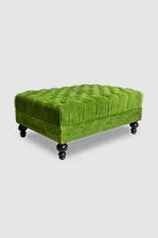 Dagmar ottoman in Cannes Leafy green velvet