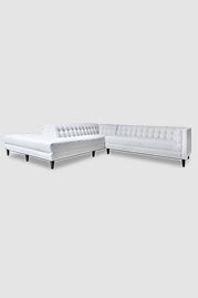 Custom Atticus sectional with double-sided extension in Curly Q white performance fabric