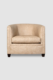 Oliver barrel chair without tufting in Cheyenne Trail Dust performance leather