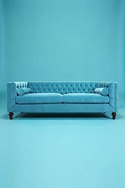 Dot sofa in Porto Prussian blue velvet