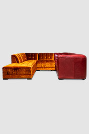 Freddie modular sectional in Prince Tiger Eye and St. Croix Jubilation