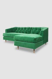 82 Olympia sofa+chaise in Porto Elf green velvet