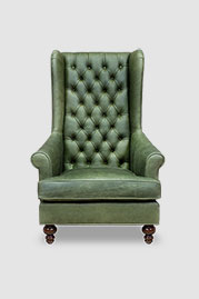 Inspector armchair in Vintage Envy green leather