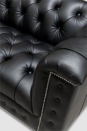 88 Mr. Butler sofa in Vintage Nights Peak black leather