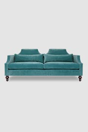 86 Scarlet sofa in Como Bluestone velvet with exposed legs