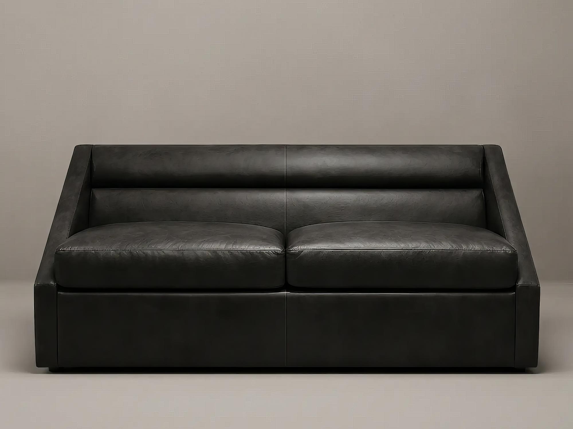 74 Aspen sofa in No Regrets Just Black performance leather