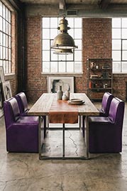 Quinn dining chairs in Bellissimo Ametista purple leather