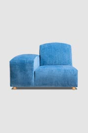 Amalfi modular 1-arm piece in Jay Coastal blue performance fabric