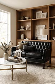 58 Lucky sofa in Louisiana Licorice black leather