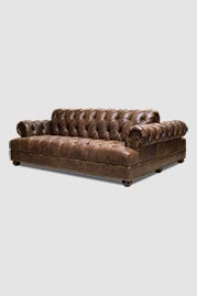 91 Pembroke double-sided Chesterfield sofa in Yuma Totem brown leather