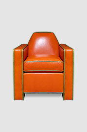 30 Rocko armchair in Bellissimo Cachi orange leather with contrasting welt