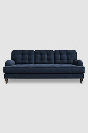 Tilly sofa with bench cushion in Chrystie Deep Sea blue performance fabric